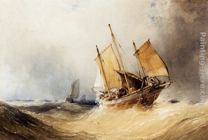William Callow A Fishing Smack And Other Shipping On Open Seas